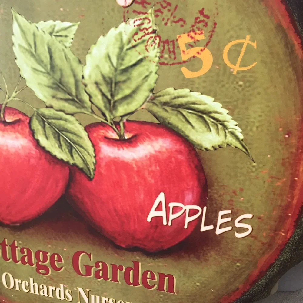 Rustic Farmhouse vintage fall harvest metal sign with Apples